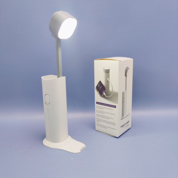 Универсальная портативная лампа Roссi  модель D16 (лампа, фонарик, powerbank 2600 mAh, 3 режима свечения) с подставкой для смартфона